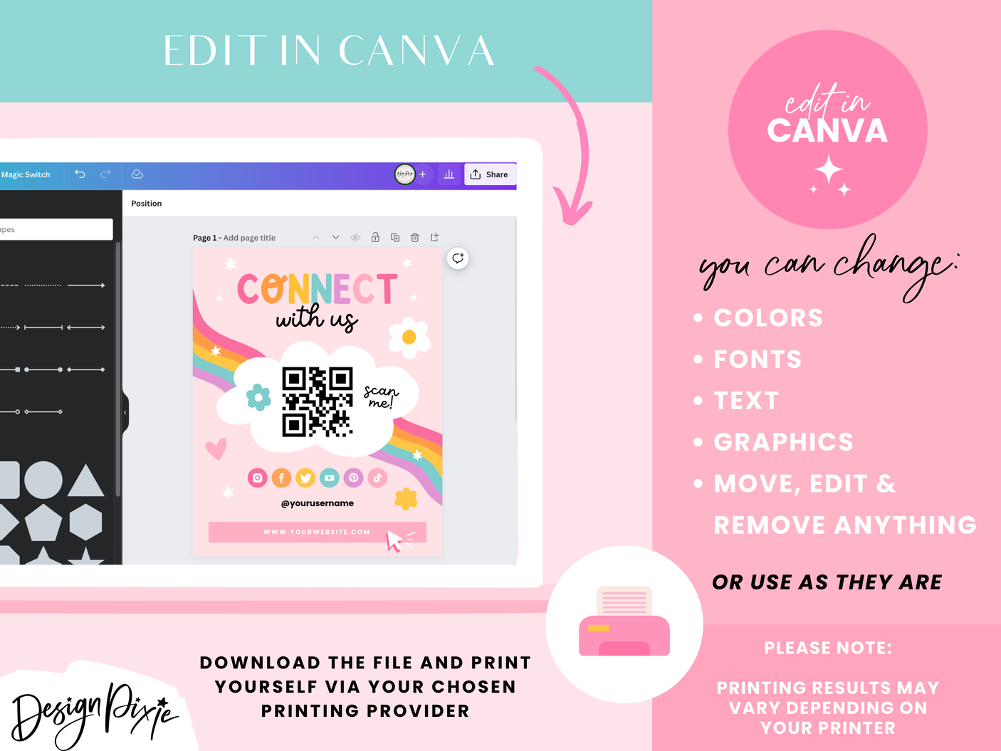 Social Media Sign Template - Playful - Design Pixie