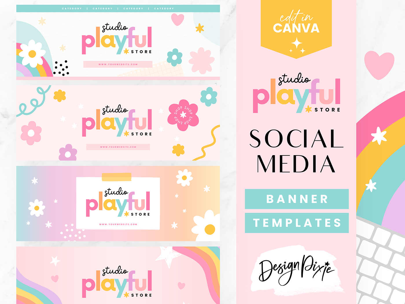 Rainbow Social Media Banner Templates - Design Pixie