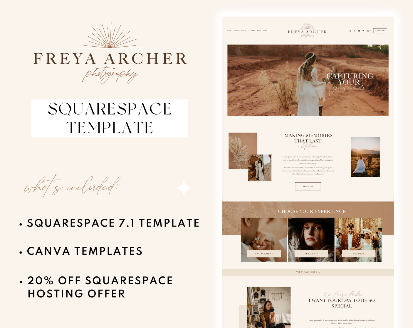 Freya Archer Squarespace Template - Design Pixie