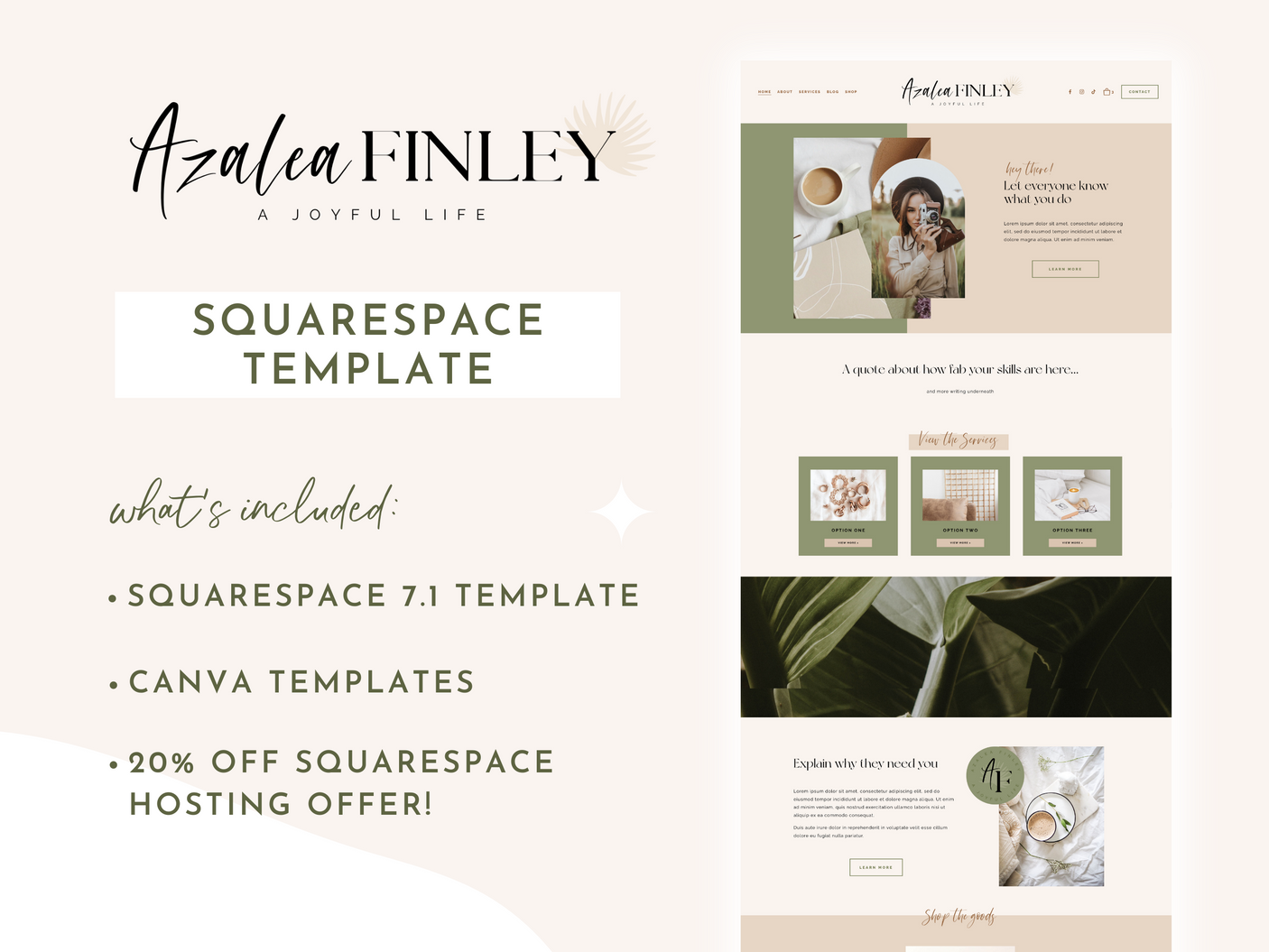 Azalea Finley Squarespace Template - Design Pixie