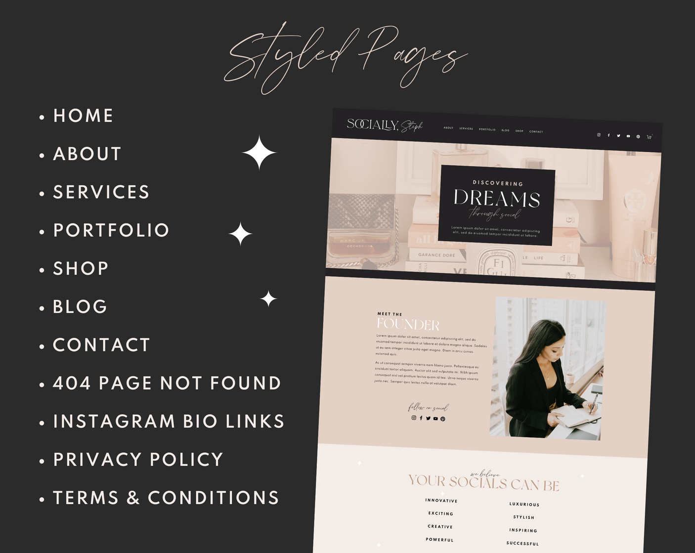 Socially Steph Squarespace Template - Design Pixie