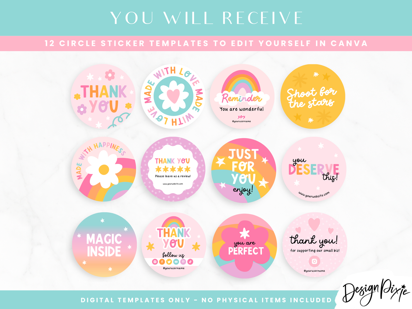 Rainbow Sticker Label Templates - Design Pixie