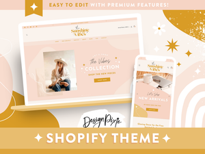 Sunshine Vibes Shopify Theme in a golden yellow and peach boho design