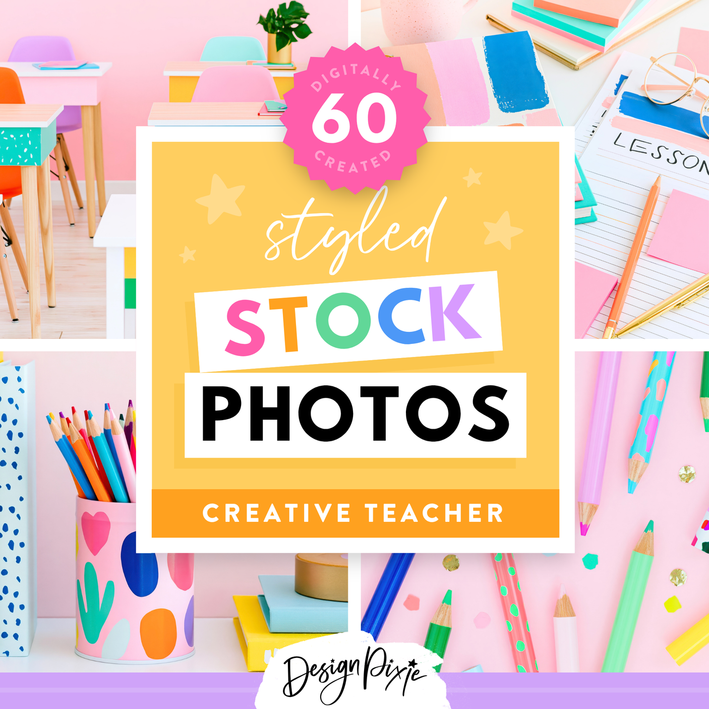 Colorful teacher stock photos for educators, classroom decor and TPT sellers