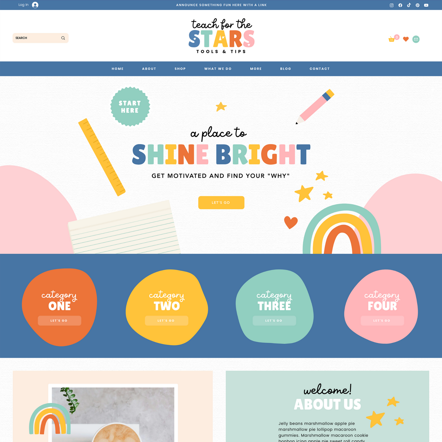 Teacher Website Template for Wix – Design Pixie customizable-website-templates-for-teachers-bluchic