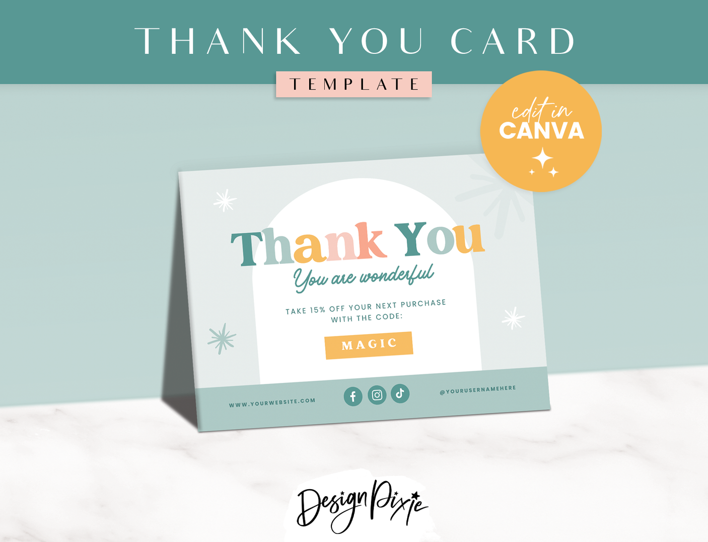 Enchanting Thank You Card Template - Design Pixie