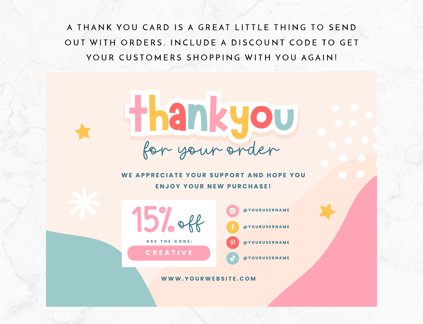 Thank You Card Template - Creation Club - Design Pixie