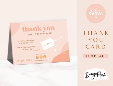 Thank You Card Template - Daze And Magic - Design Pixie