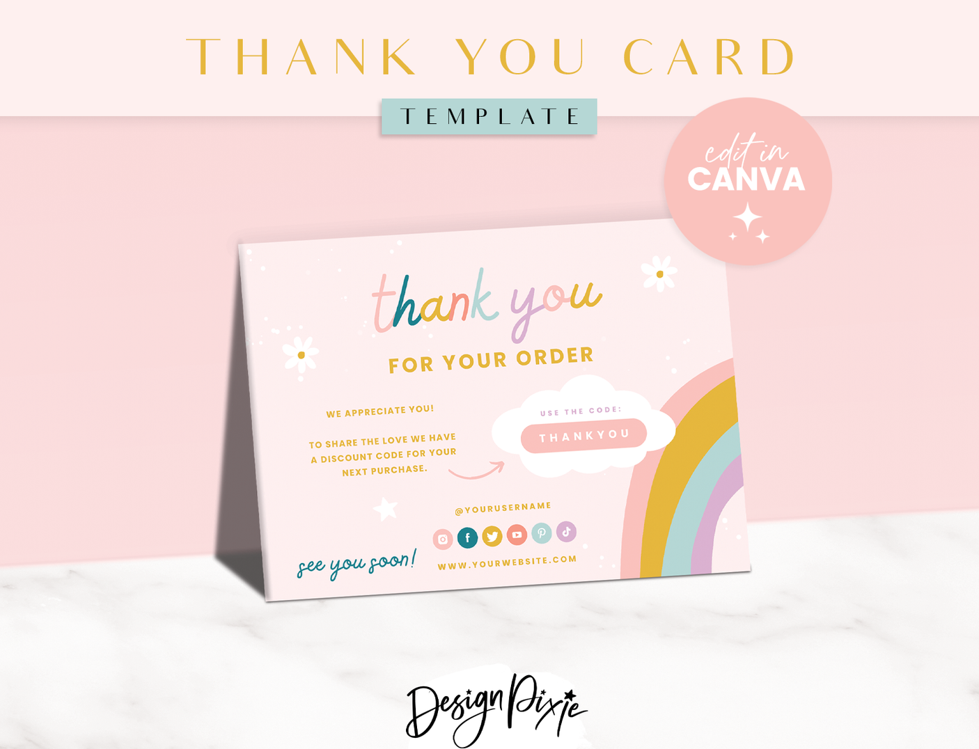 Shine Sista Thank You Card Template - Design Pixie