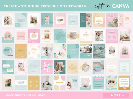 Wellness Branding Instagram Templates  - Create a cohesive social media aesthetic with editable Canva designs.