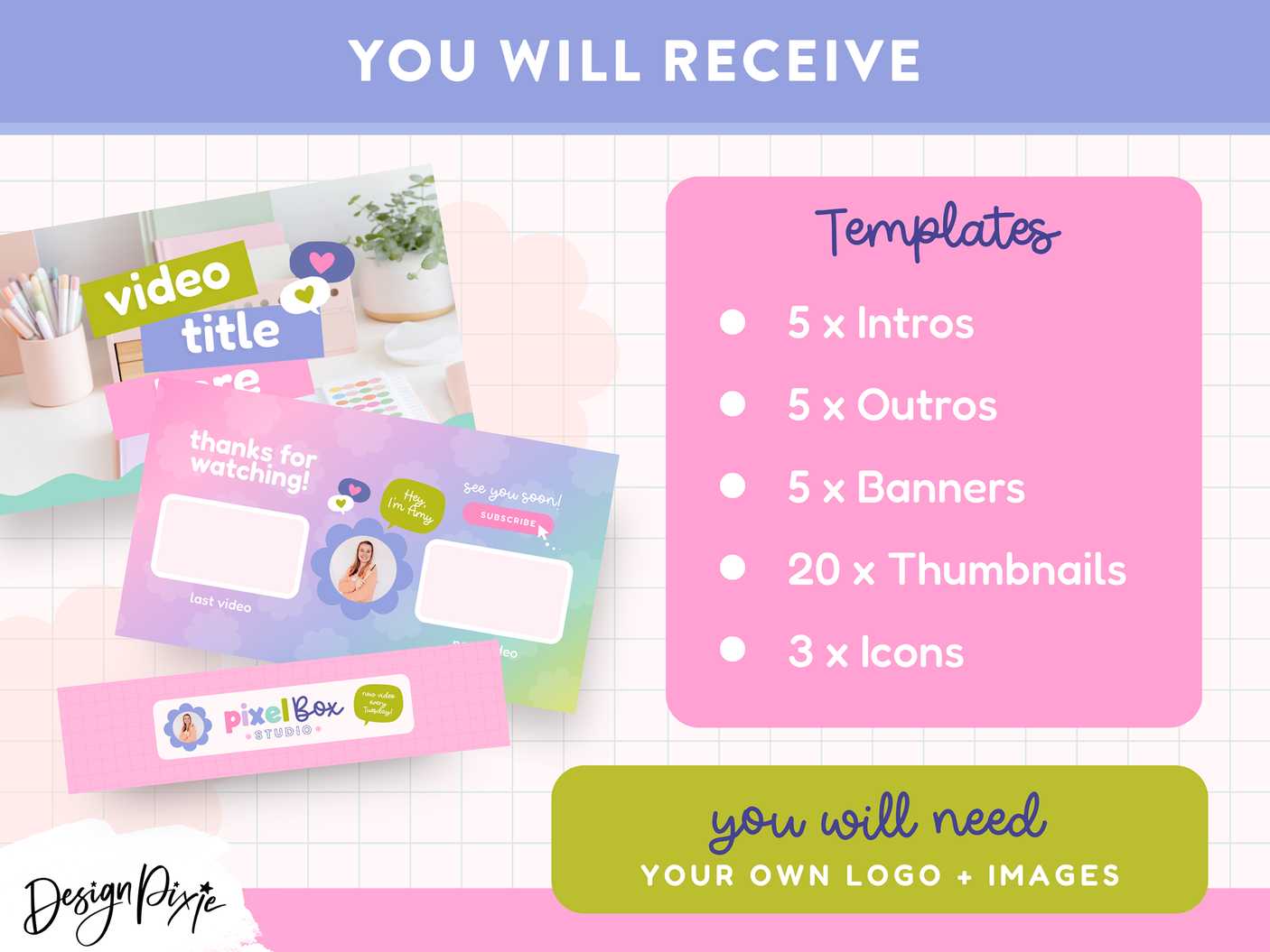 Colorful Creative YouTube Branding Kit